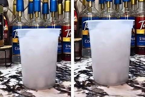 Fill a cup with ice